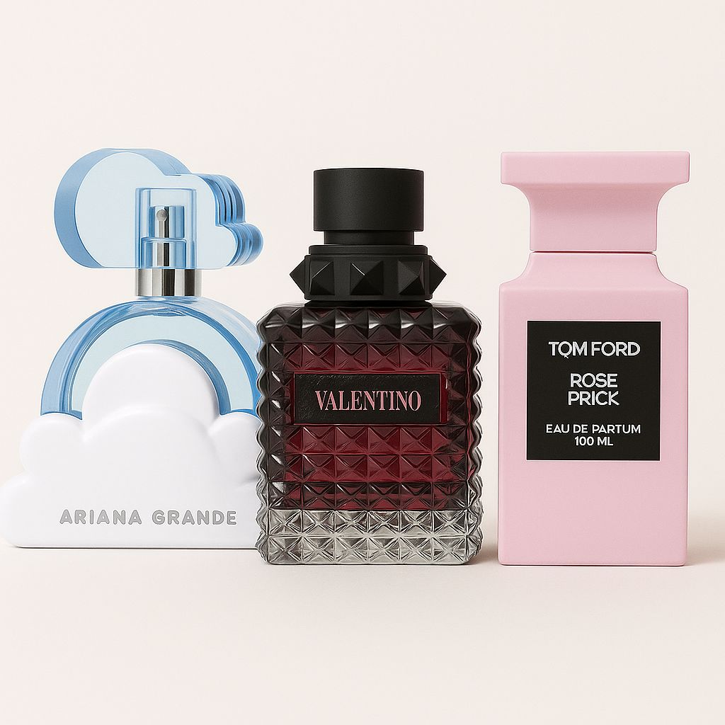 Ariana grande cloud 100ml, Valentino Born in Roma Donna intense 100ml, Tom Ford rose Prick 100ml: 190,98 libras